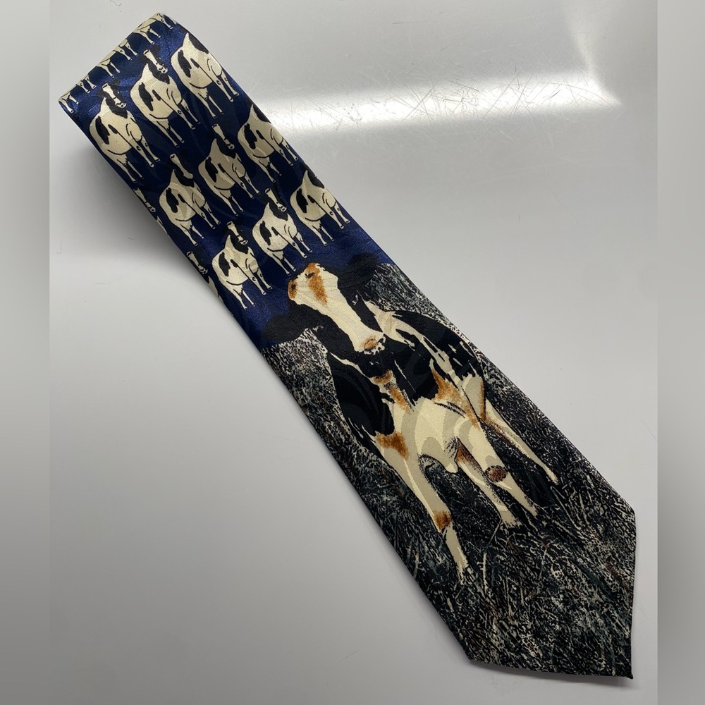 Fratello Hand Made Cow Printโ Silk Tie X